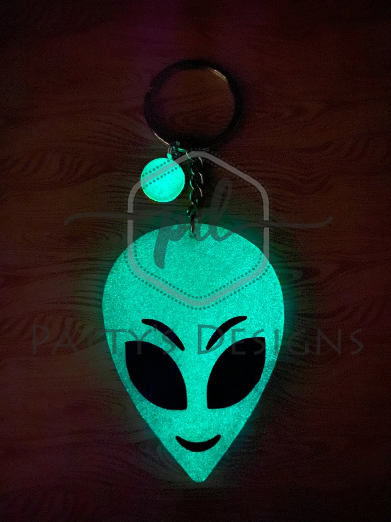 Glow in the Dark Alien Keychain Etsy
