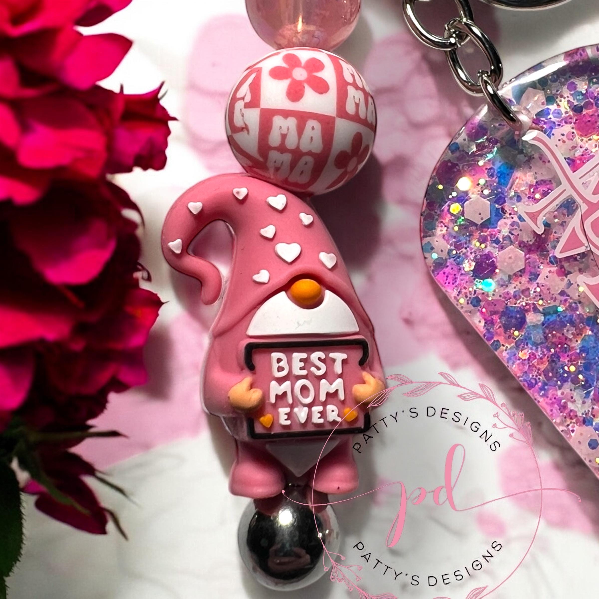 I Love You Mom Beaded Keychain, Mother’s Day, Gifts for Mom, Gnome Beads - Thumbnail 2