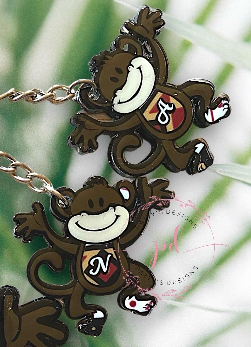 Monkey Keychain with Baby Monkey Charms - Thumbnail 2