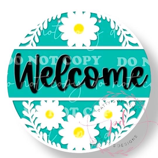 Daisy Welcome Acrylic Door Sign, Home Decor, House Warming Gift