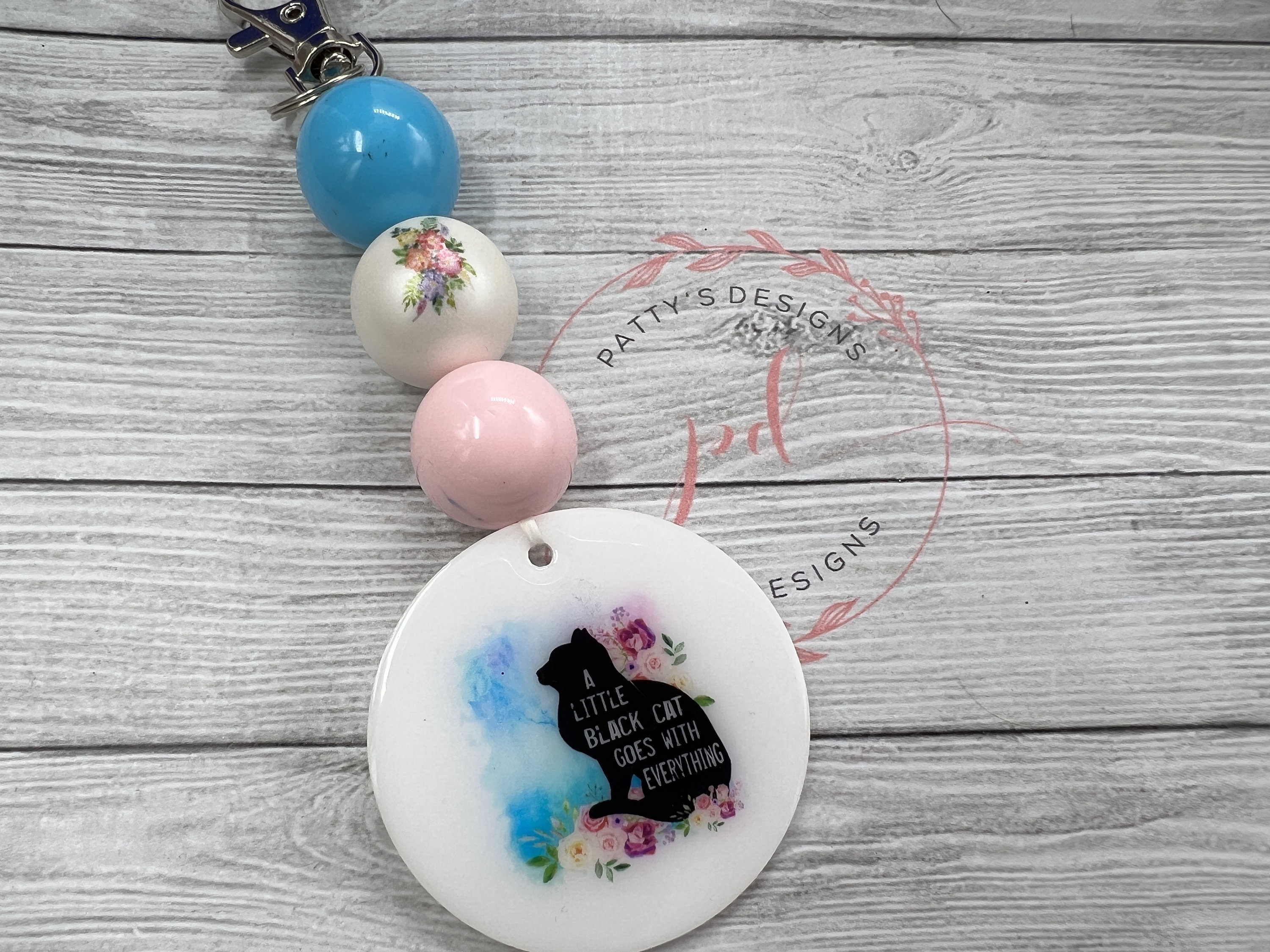 Cat Beaded Keychain