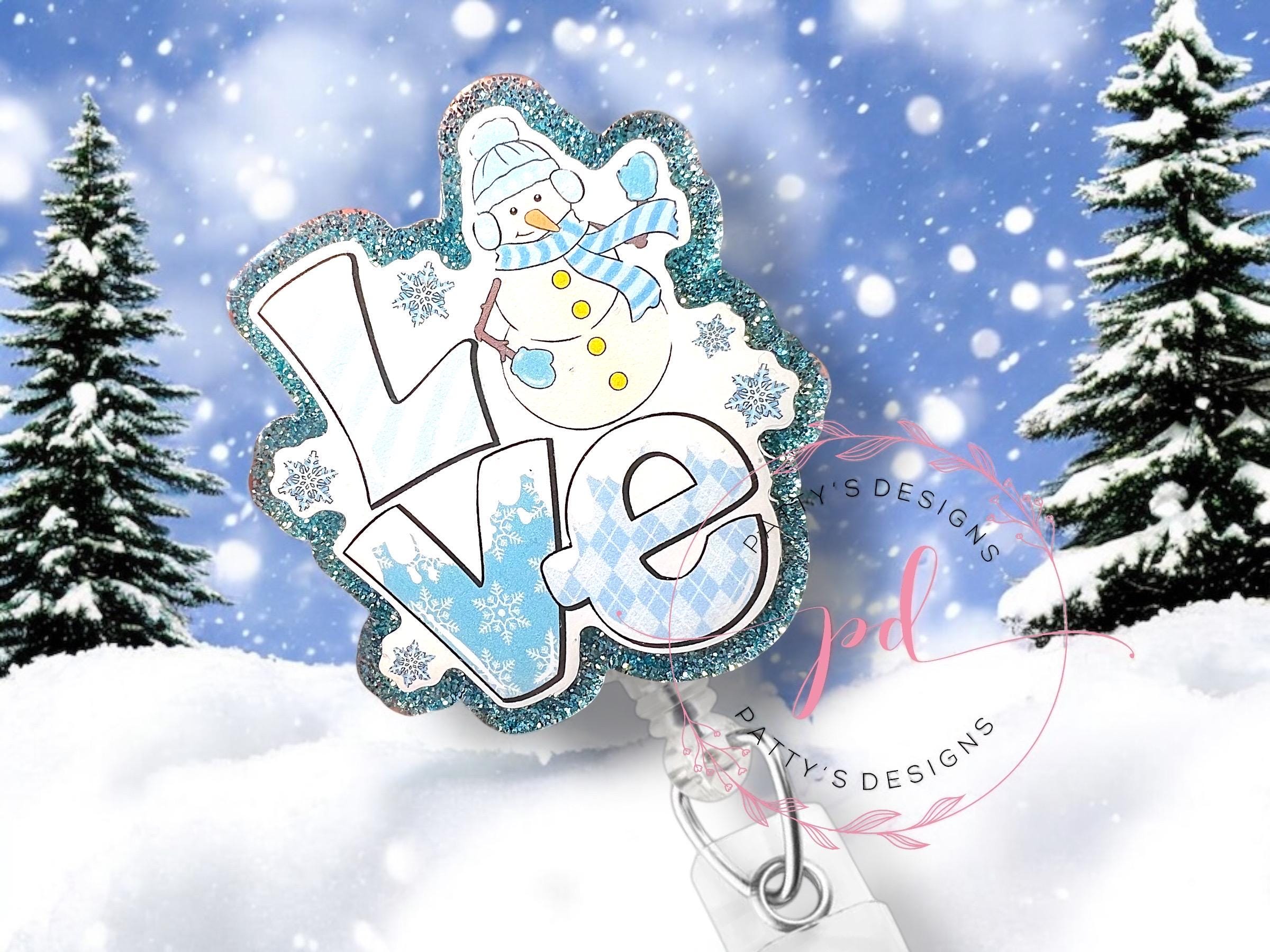 Love Snowman Badge Reel, Badge Holder, ID Holder