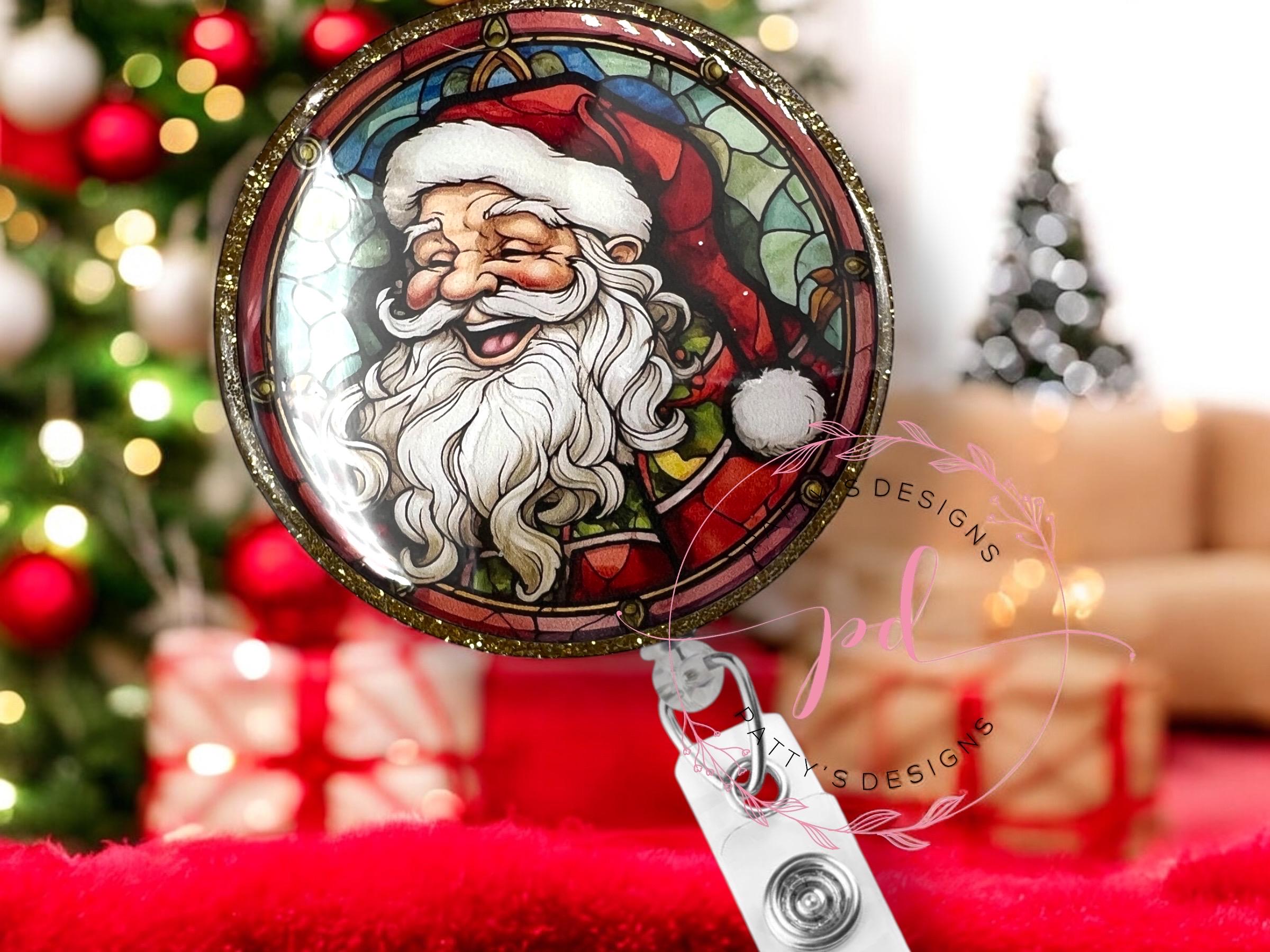 Santa Badge Reel, Badge Holder, ID Holder, Christmas