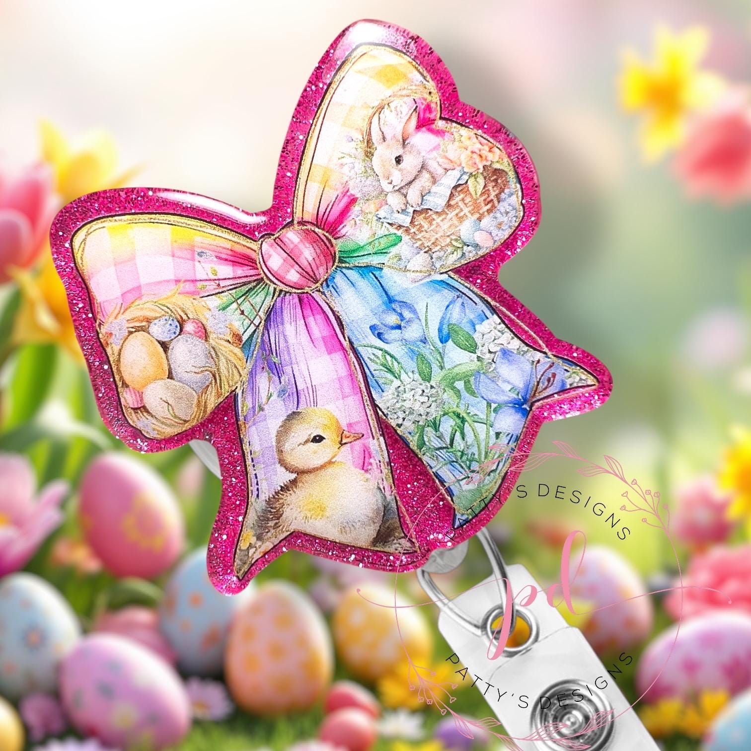 Easter Bow, Badge Reel, Badge Holder, ID Holder