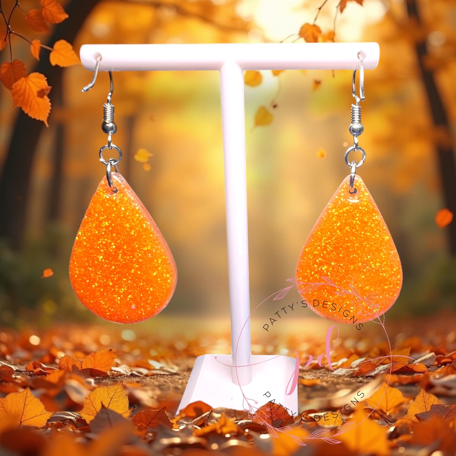 Jack O’ Lantern Teardrop Earrings, Pumpkin, Fall, Autumn - Thumbnail 2