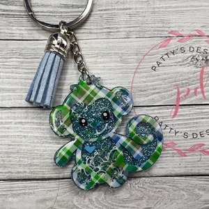Blue and Green Plaid Monkey Keychain