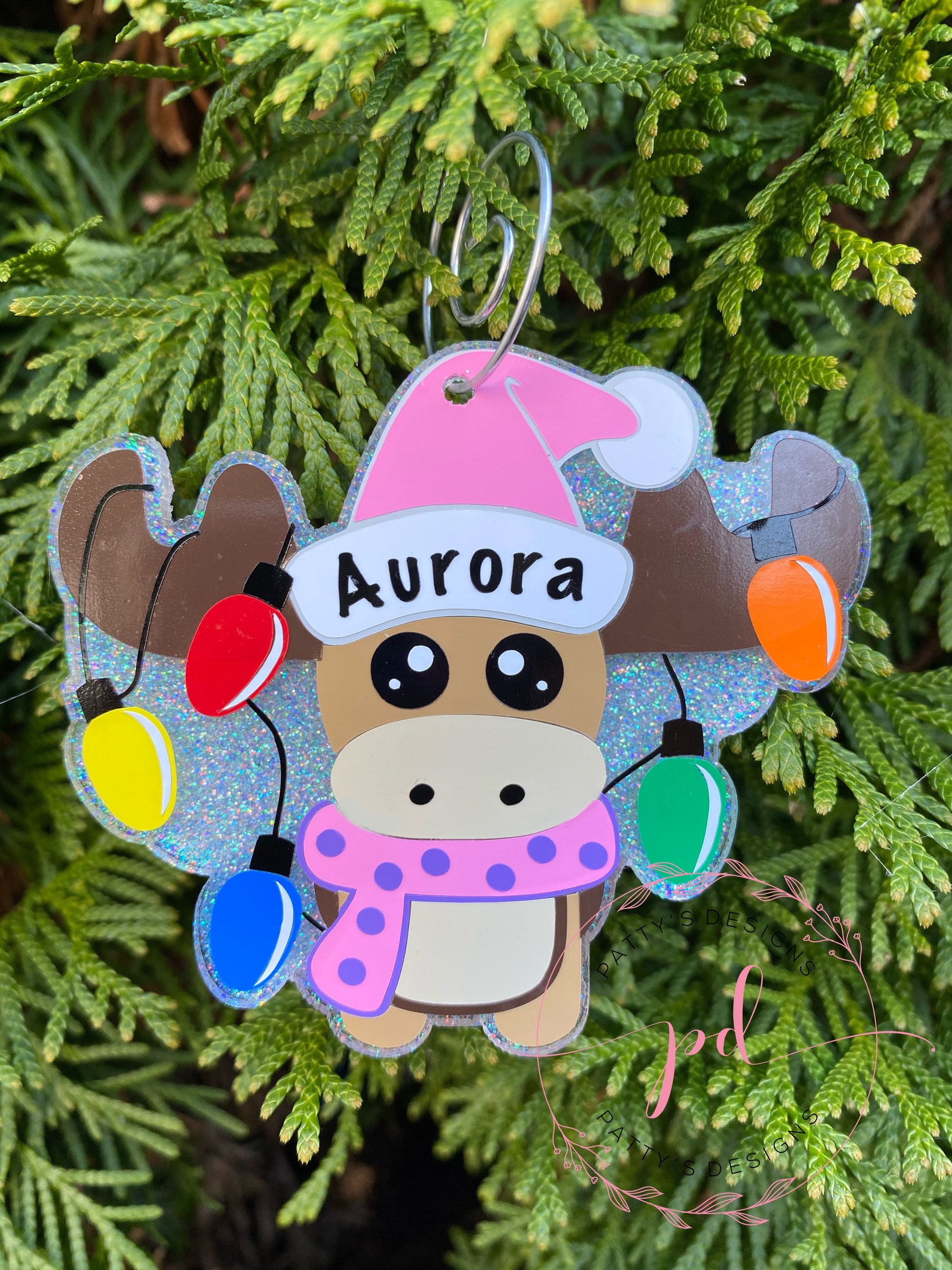 Christmas Moose Ornament or Keychain - Thumbnail 3