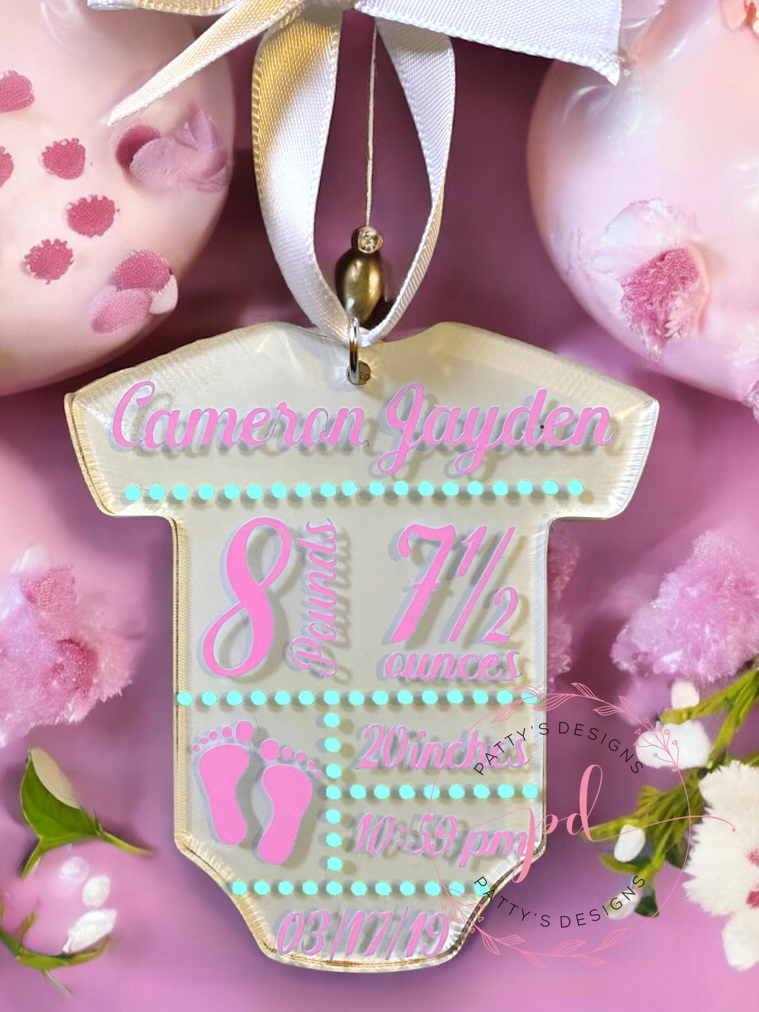 Baby Onesie Ornament, Birth Announcement, Newborn Baby, Baby Girl, Baby Boy