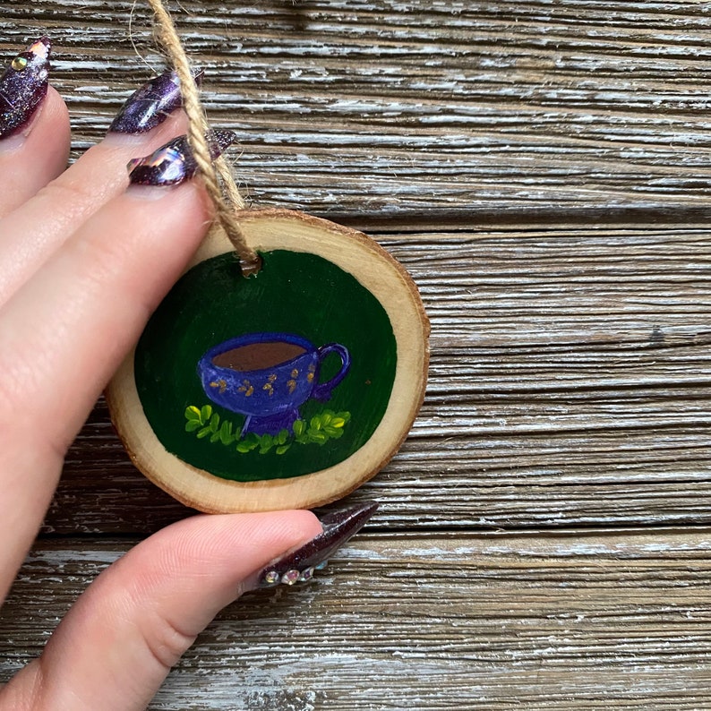 Cottagecore Decor Hand-Painted Wood Slice woodland. ethereal Toadstool Mushroom vintage Fairytale cottage Fairycore