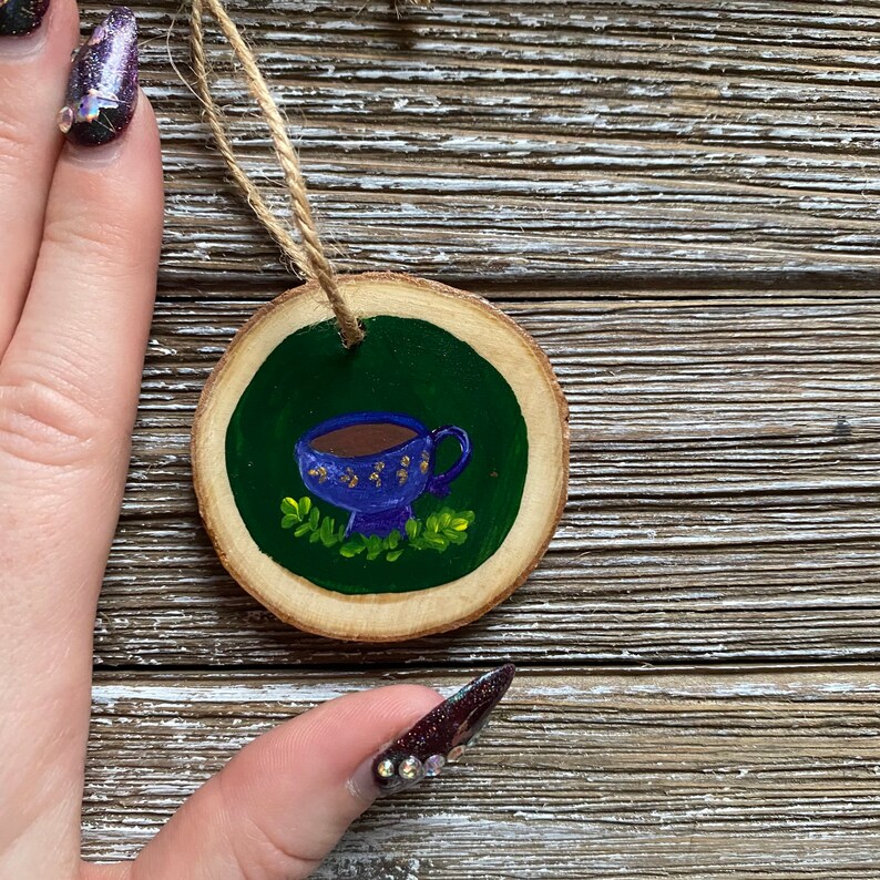 Cottagecore Decor Hand-Painted Wood Slice woodland. ethereal Toadstool Mushroom vintage Fairytale cottage Fairycore