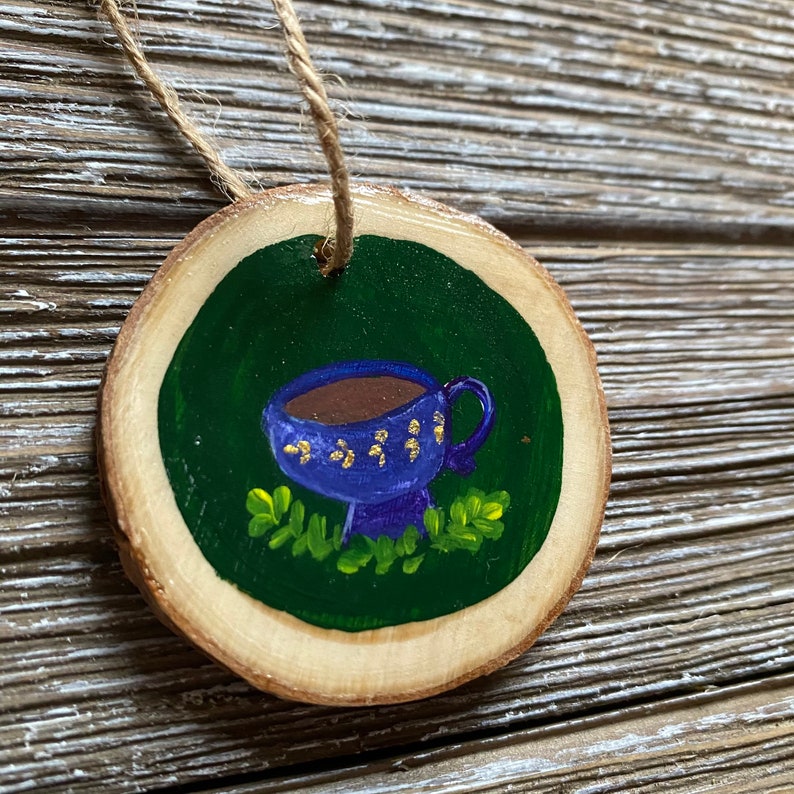 Cottagecore Decor Hand-Painted Wood Slice woodland. ethereal Toadstool Mushroom vintage Fairytale cottage Fairycore