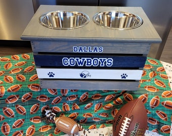 Dog Feeder elevated Dog feeder Raised Dallas Cowboys