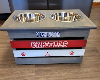 Dog feeder elevated Dog feeder Raised Washington Capitals
