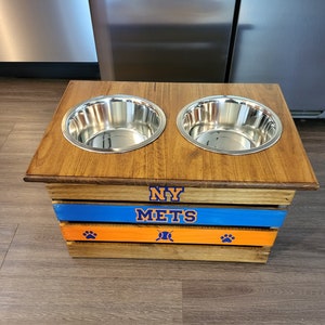 NY Mets Dog feeder elevated dog feeder Raised