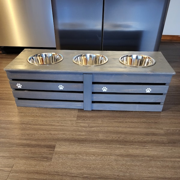 Triple Dog Feeder Etsy