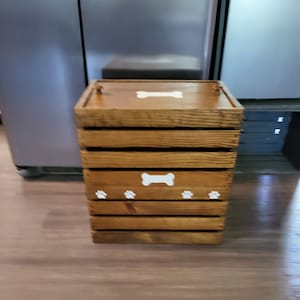 Dog Food Storage-- Golden oak