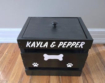 Wooden Dog treat Bin Dog Owner Gift Personalized Dog Treat Container