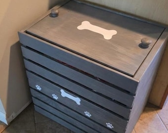 Wooden Pet Food Container Large Dog Food Bin Gift for Dog Mom Pet Furniture