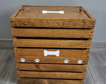 Wooden Pet Food Storage Personalized Dog Decor Gift Idea for pet owner