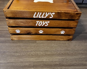 Personalized Dog Toy Box Wooden Pet Furniture Cat Accessories storage organizer Dog Mom Gift