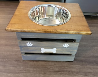 Raised Dog Bowl Dog Water Station Pet Furniture Elevated single bowl feeder Personalized Dog Decor
