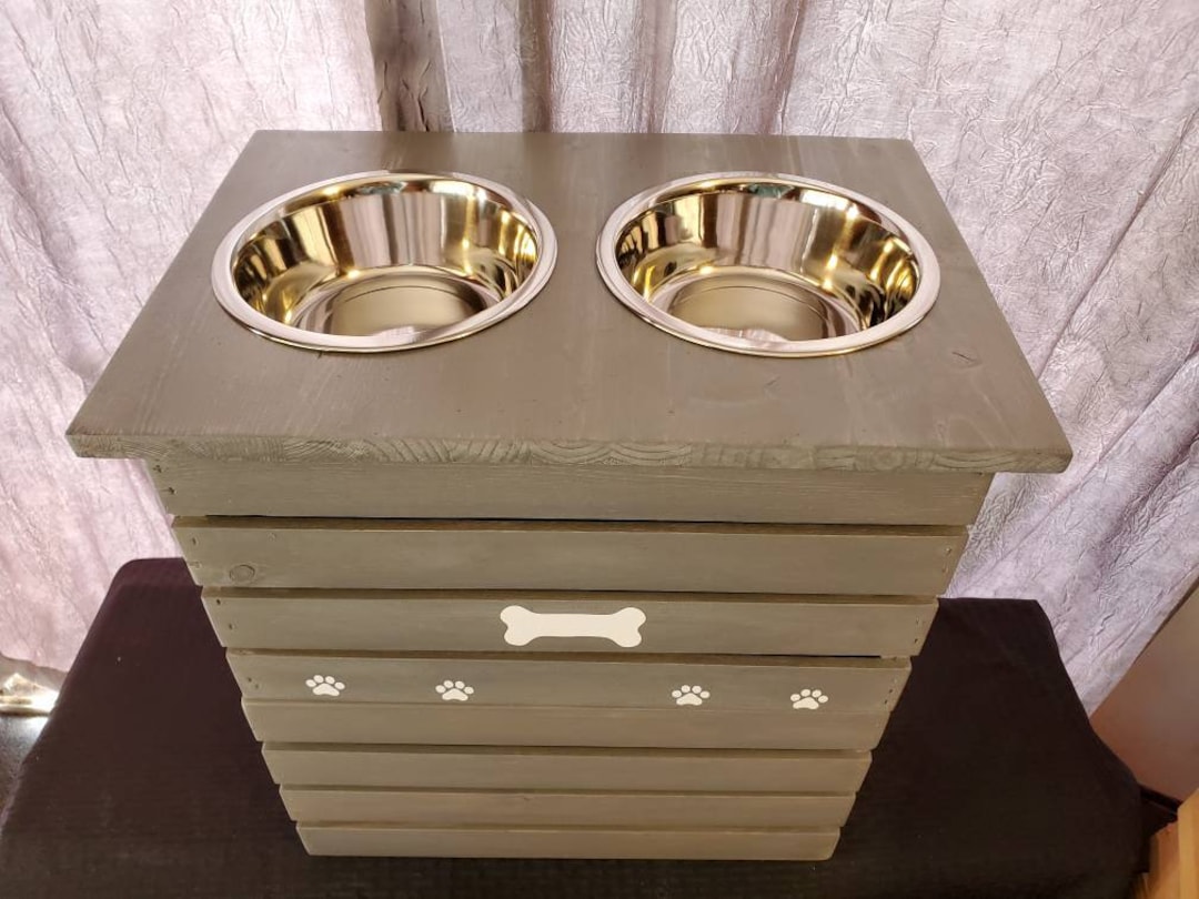 Dog Feeder Elevated Dog Feeder Raised Dog Feeder With Storage Etsy