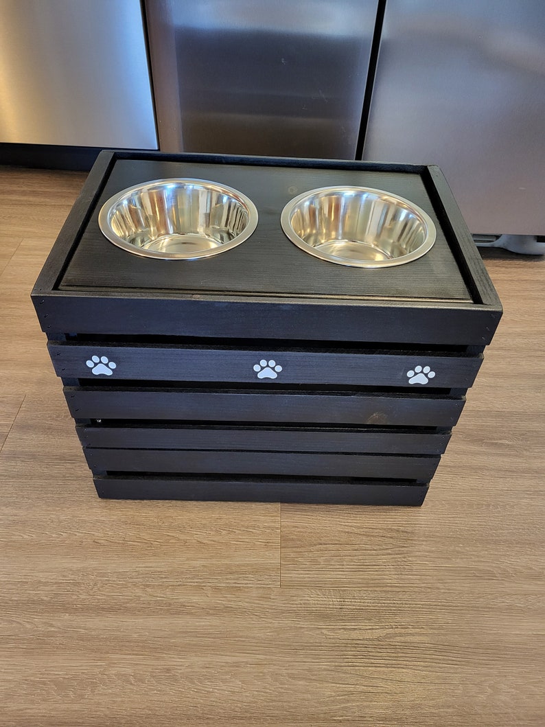 Elevated Dog Feeder With Storage With 1 Quart Bowls Etsy