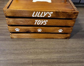Personalized Dog Toy Box Wooden Pet Furniture Cat Accessories storage organizer Dog Mom Gift