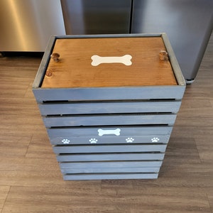 Dog food storage -- Grey with oak top