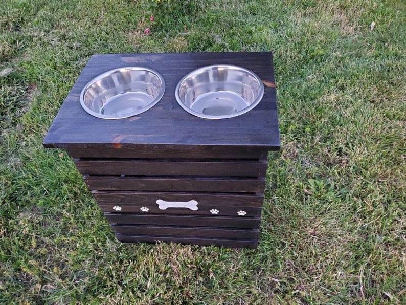 Xlarge Dog Feeder With Storageblack Etsy