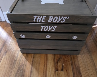 Wooden Dog Toy Storage Bin Personalized Pet Gift Idea Handcrafted Pet furniture for Toy Organization