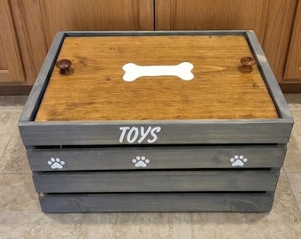 Pet Toy Storage organizer Wooden Dog Toy Box Pet Gift Idea Personalized Dog Decor
