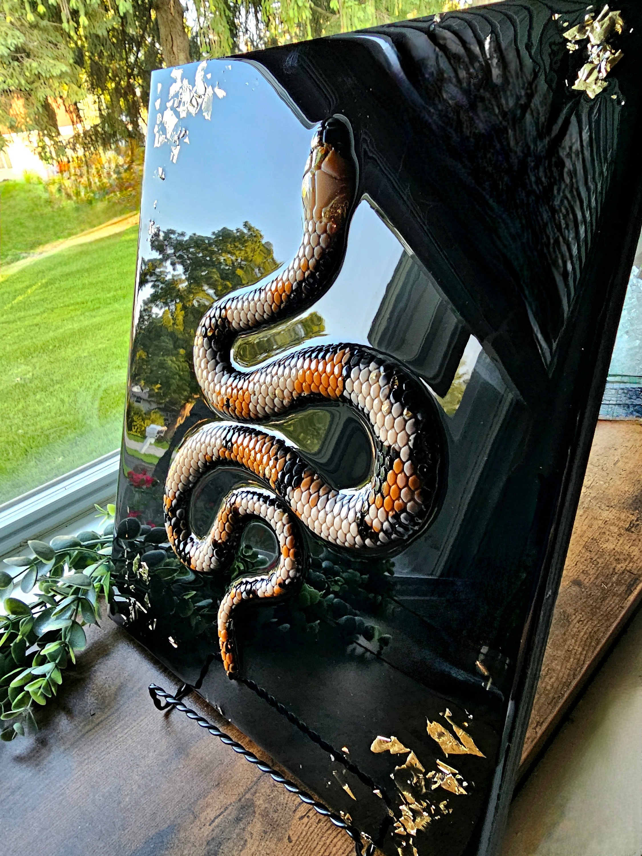 3D Serpent Wall Art: Golden Snake, Witchy Ritual Decor - Etsy