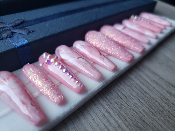 Soft Pink Marble Sparkle Sugar and Rhinestones . Luxury Press | Etsy