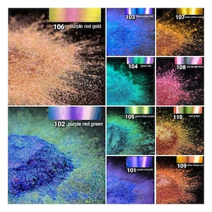 Chameleon pigments. Color shift effect. Great for arts and crafts, nail art, diy polish and art paint. 3 gram jars