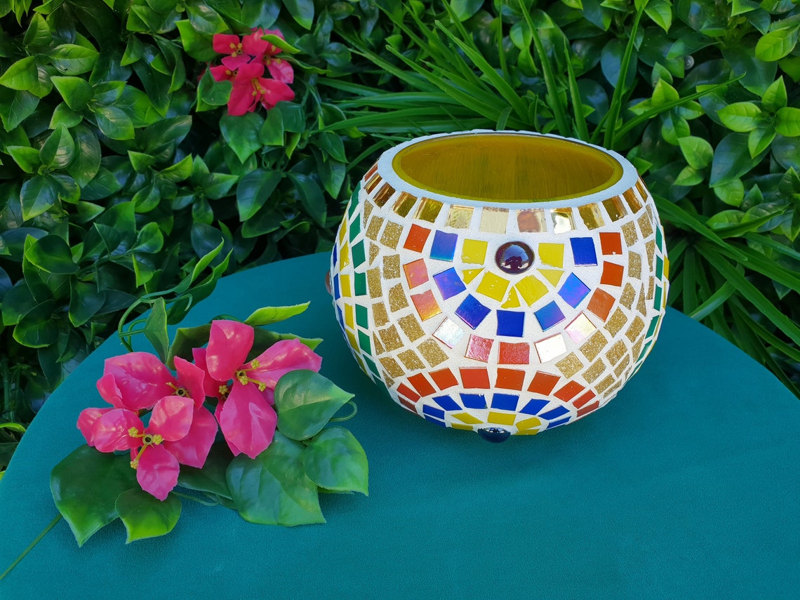 Candle Holder. Artisan Mosaic Candle Holder Etsy Denmark