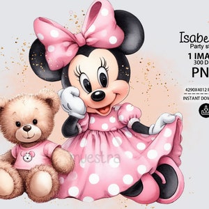 Minnie Mouse Baby Clipart, Minnie png, Minnie Mouse png, Minnie baby, sublimation aquarelle