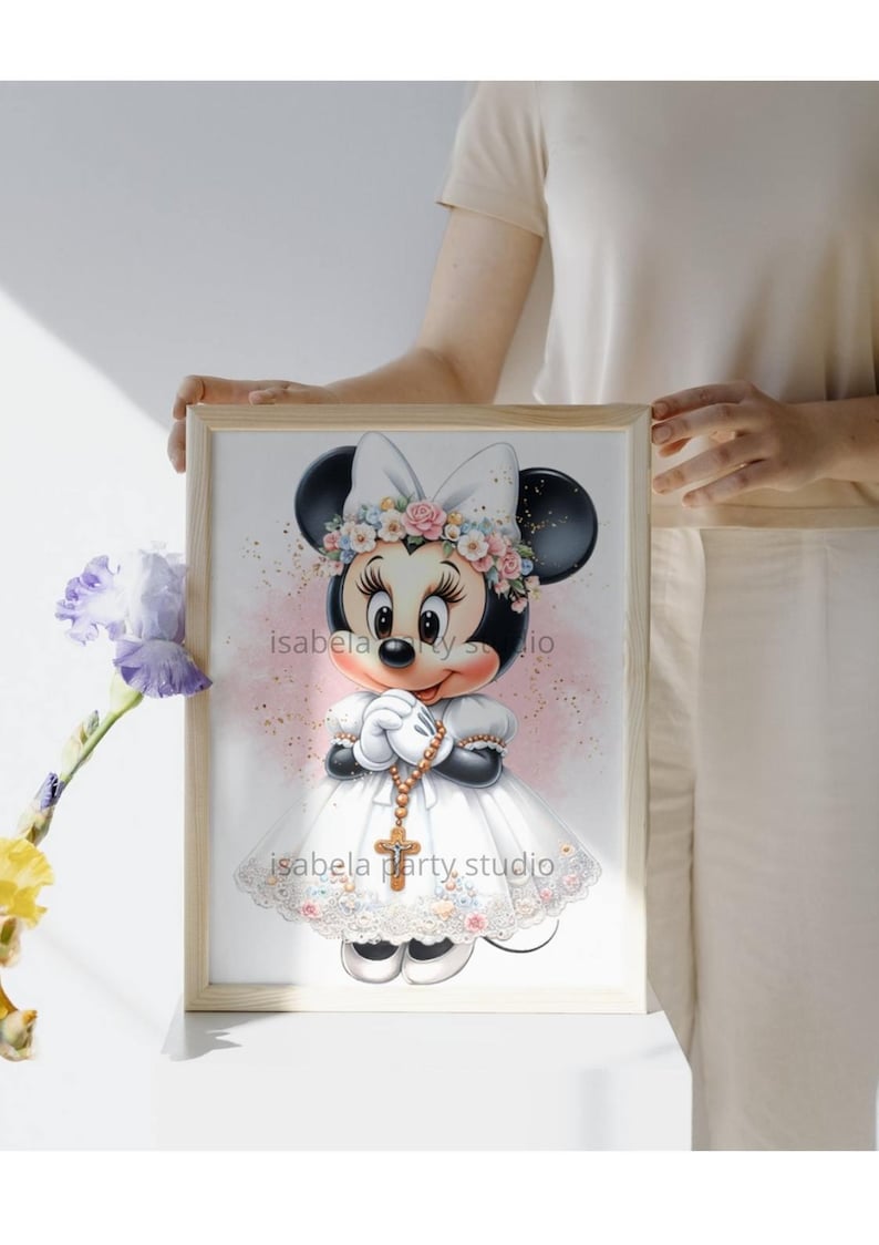 Minnie Mouse Clipart, Minnie png, Minnie Mouse png, Minnie first communion, Minnie communion, watercolor sublimation image 2