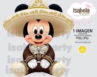 Mickey Charro Baby PNG Digital Download - Charro Mickey Clipart Brown-Coffee