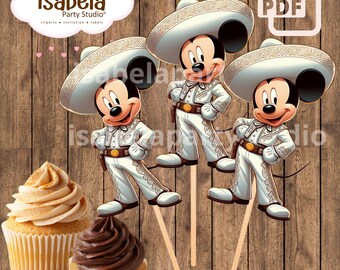 Charro Cupcake Toppers, Printable Charro Boy, Charro Toppers, Download, Cut and Print! PDF, Charro Cupcake Decorations
