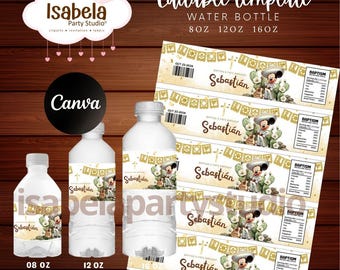 Digital template for baptism/birthday Charro / instant download 8, 12, 16oz Editable canvas water bottle