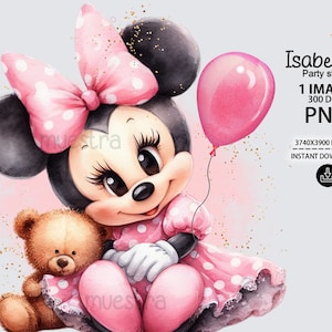 Minnie Mouse Baby Clipart, Minnie png, Minnie Mouse png, Minnie baby, watercolor sublimation, vintage