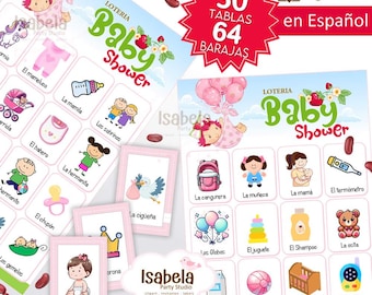 Strawberry Shortcake Baby Shower Lottery in Spanish, Printable Baby Shower Lottery for a Pink Girl, 30 Boards, 64 Cards, Digital PDF