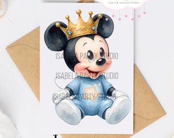 Clipart do Príncipe Mickey Mouse Bebê, Mickey PNG, chá de bebê do Mickey, aquarela, digital