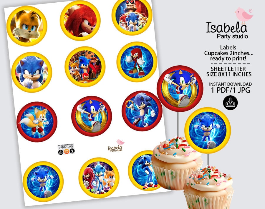 Sonic Inspired Cupcake Toppers, Sonic Cake Topper, Sonic the