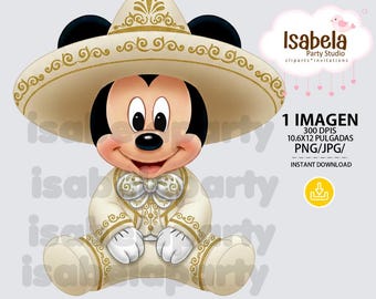 Mickey Charro Baby PNG Digital Download - Charro Mickey Clipart Beige