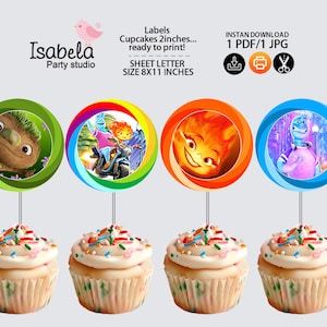 Elemental cupcakes, Elements cupcake, elemental cupcake toppers, elemental party DIGITAL, topper elements, download-cut and print! PDF