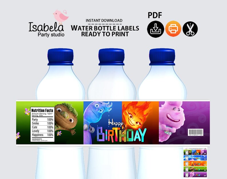 Elemental Water Bottle Elemental Topper Labels Elements Etsy