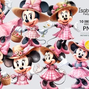 Minnie Mouse Clipart, Minnie png, Minnie Mouse png, Minnie granja, ilustración acuarela granja