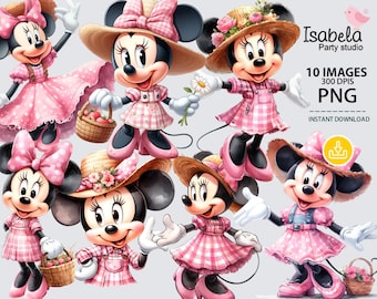 Minnie Mouse Clipart, Minnie png, Minnie Mouse png, Minnie farm, watercolor farm illustration
